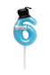 Number Birthday Candle – Blue with Hat & Bow