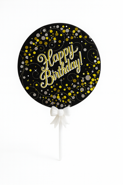 Happy Birthday Cake Topper – Colorful Dots Design