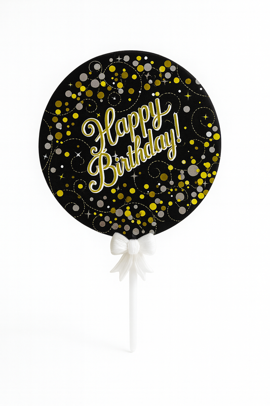 Happy Birthday Cake Topper – Colorful Dots Design