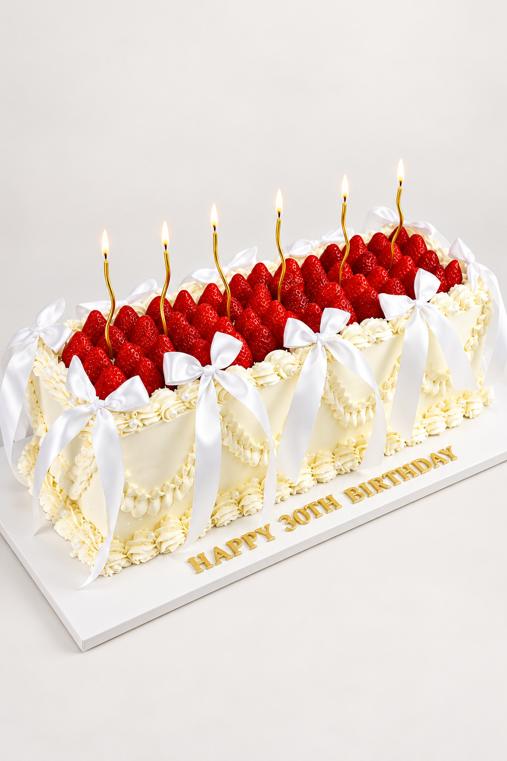 Strawberry Topped Bow Bar Cake