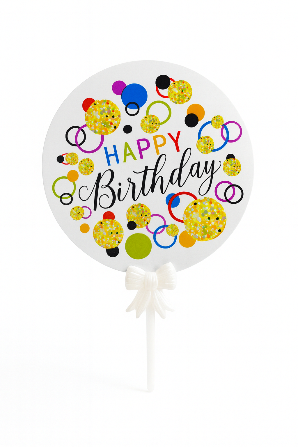 Happy Birthday Cake Topper – Colorful Dots Design