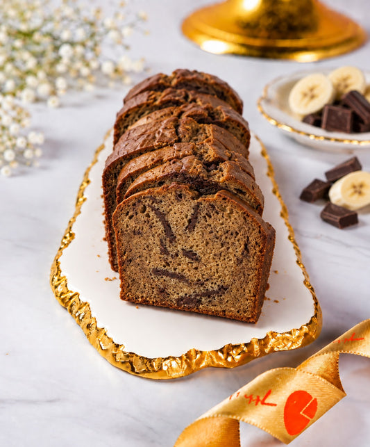 Vegan Banana & Chocolate Loaf Cake Slice