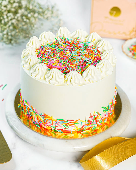 White Truffle Funfetti Cake