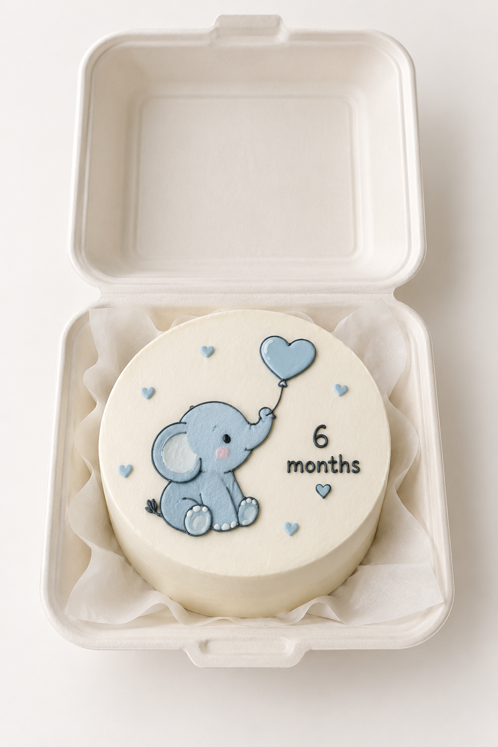 Baby Elephant Half Birthday Bento Cake