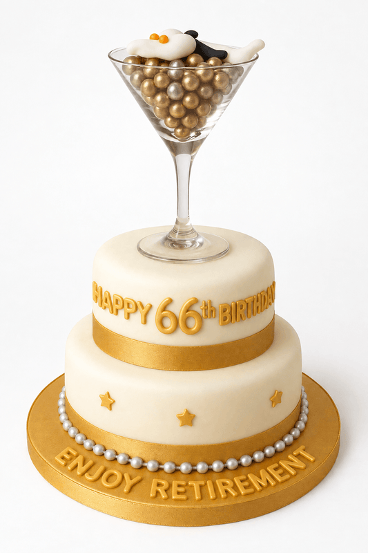 Golden Cheers Retirement Fondant Cake