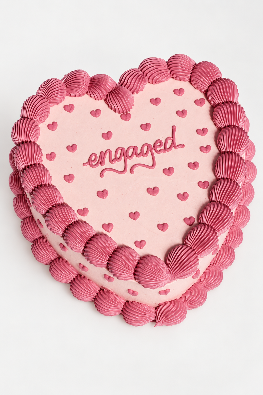 Engaged Pink Heart Vintage Cake