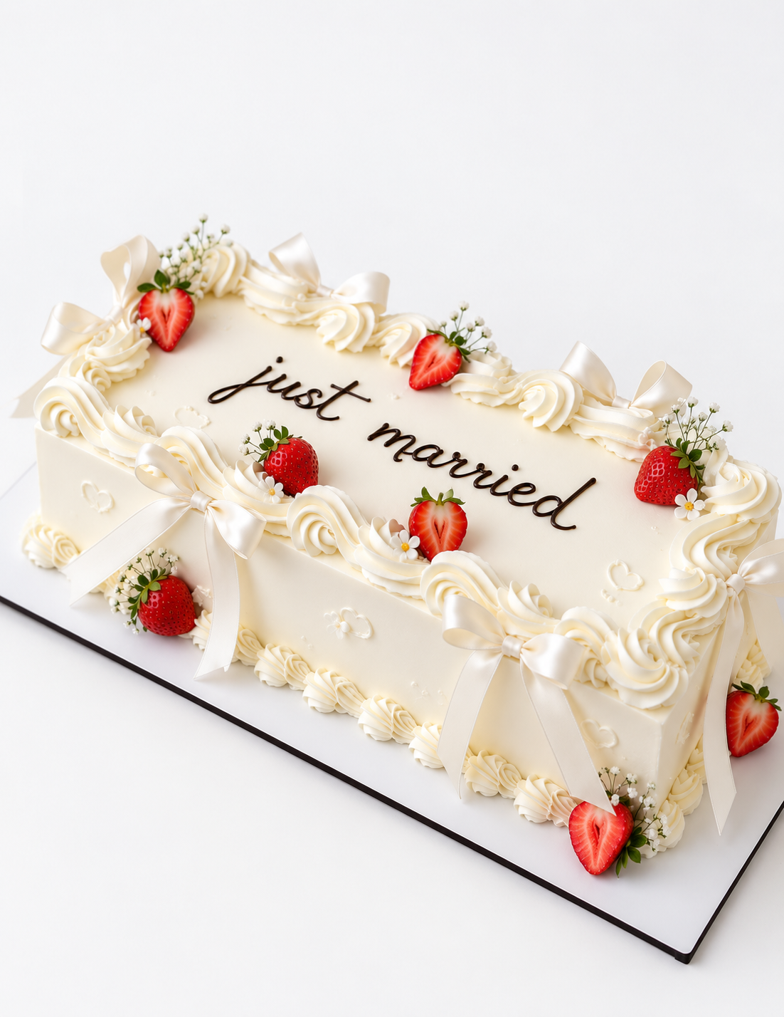 Just Married Strawberry Cream Cake