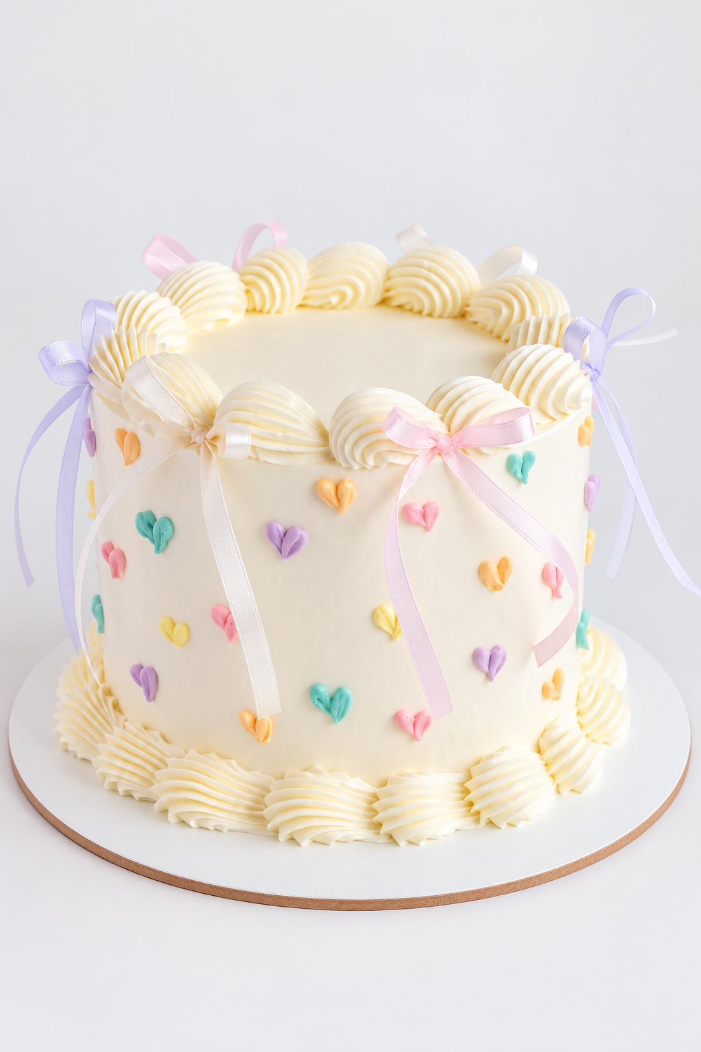 Pastel Hearts & Bows Cream Cake
