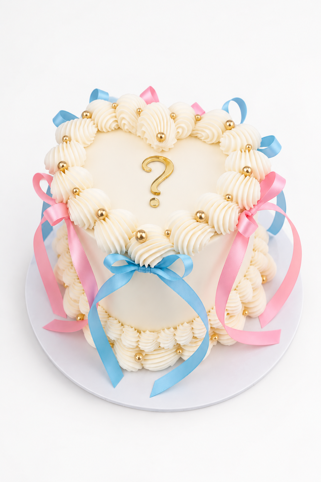 Pastel Question Mark Ribbon Celebration Cake