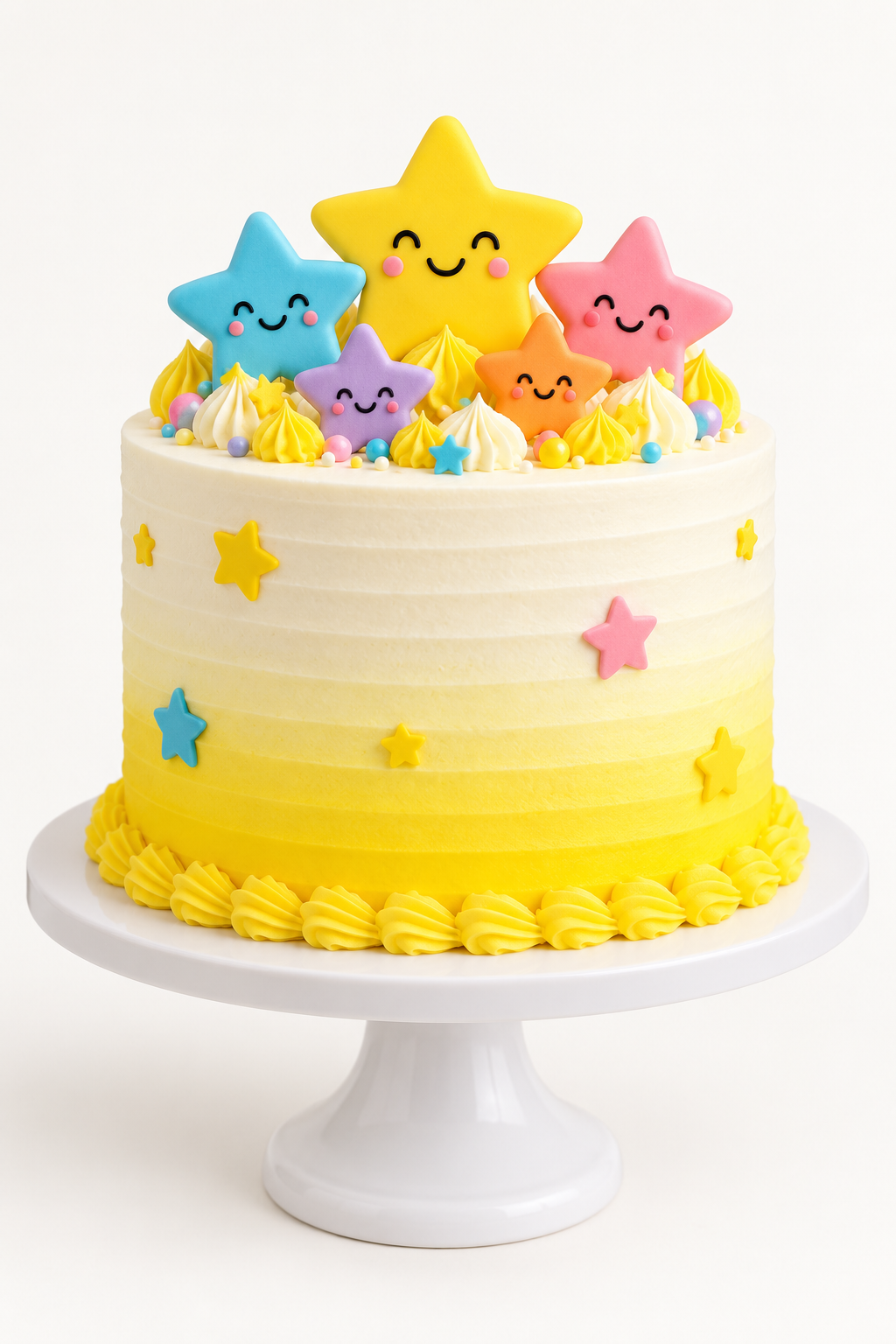 Smiley Stars Yellow Ombre Cake